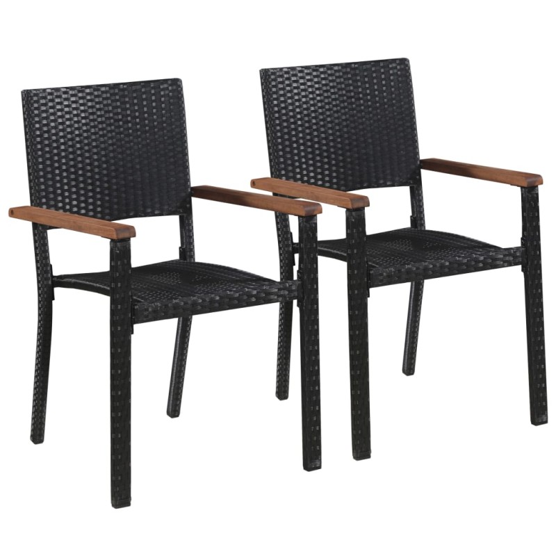 Cadeiras de exterior 2 pcs vime PE preto-Cadeiras de jardim-Home Retail