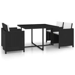 Conjunto de jantar para jardim 13 pcs vime PE preto