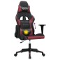 Cadeira gaming massagens couro artificial preto/vermelho tinto