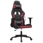 Cadeira gaming massagens couro artificial preto/vermelho tinto