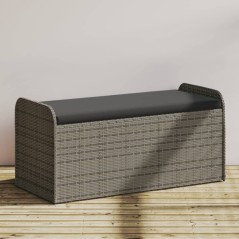 Banco de arrumação com almofadão 115x51x52 cm vime PE cinzento