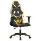 Cadeira gaming massagens couro artificial preto e dourado