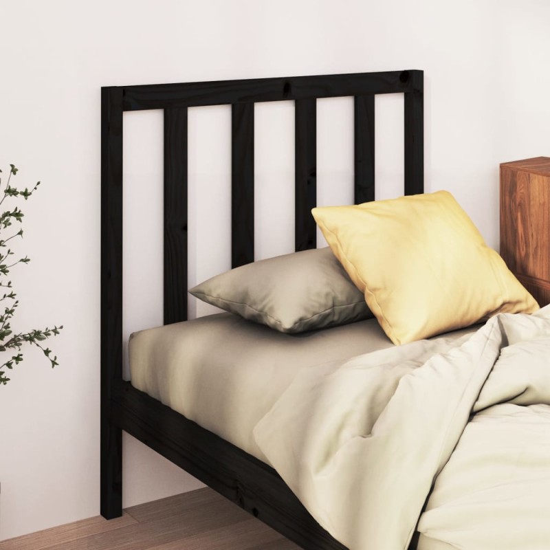 Cabeceira de cama 95x4x100 cm pinho maciço preto-Cabeceiras e estribos de camas-Home Retail