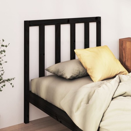 Cabeceira de cama 95x4x100 cm pinho maciço preto