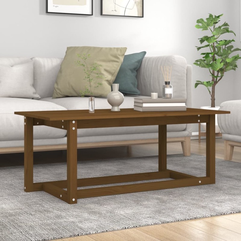 Mesa de centro 110x55x45 cm pinho maciço castanho mel-Mesas de centro-Home Retail