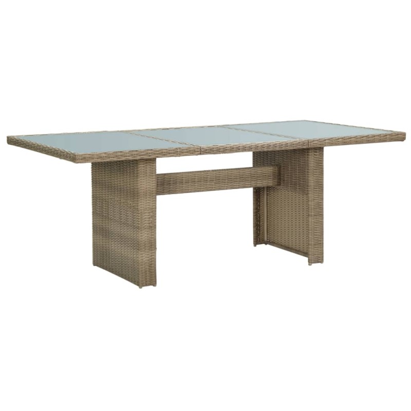 Mesa de jantar jardim 200x100x74 cm vidro e vime PE castanho-Mesas de jardim-Home Retail