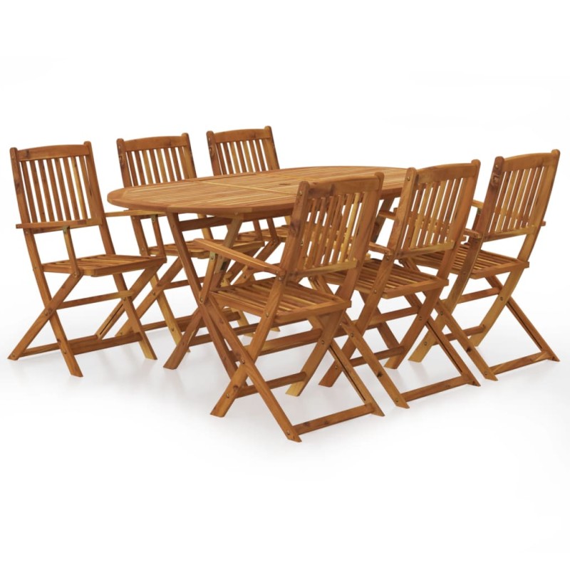 7 pcs conjunto dobrável de jantar p/ exterior acácia maciça-Conjuntos de jardim-Home Retail