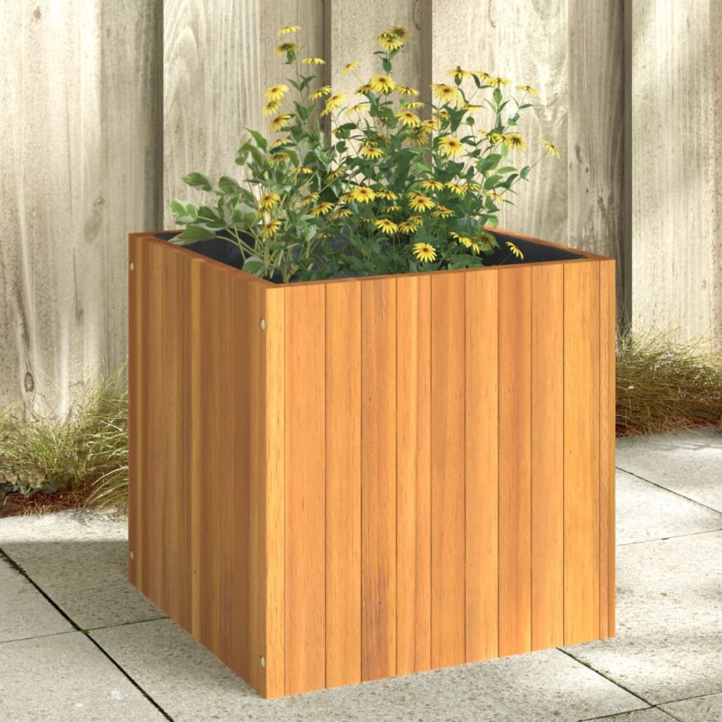 Vaso/floreira de jardim 45x45x45 cm madeira de acácia maciça-Vasos e floreiras-Home Retail