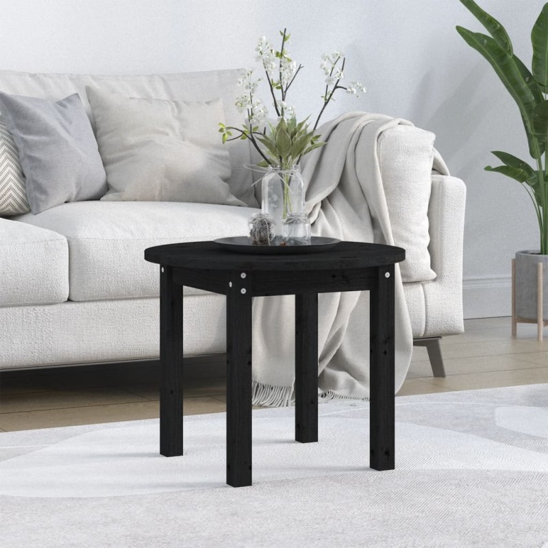 Mesa de centro Ø 55x45 cm madeira de pinho maciça preto-Mesas de centro-Home Retail