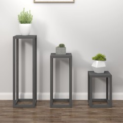 3 pcs conjunto de suporte plantas pinho maciço cinza