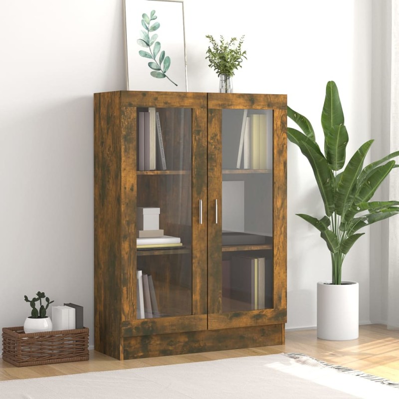 Vitrine 82,5x30,5x115 cm derivados de madeira carvalho fumado-Estantes para livros-Home Retail