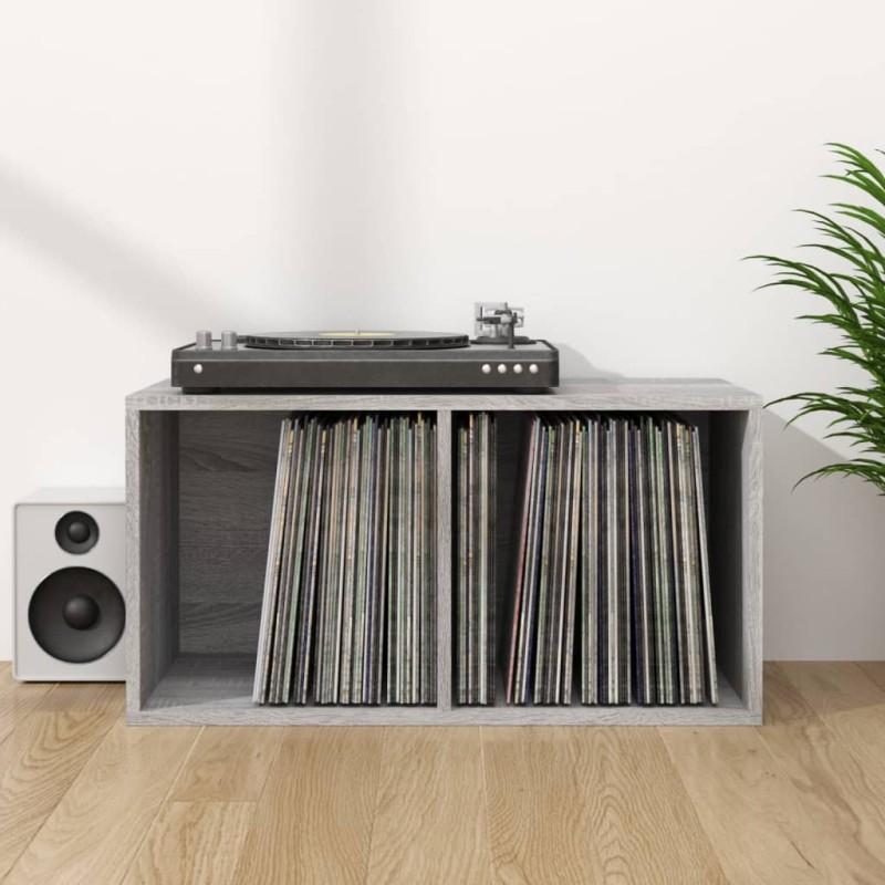 Caixa discos vinil 71x34x36cm derivados madeira cinzento sonoma-Armários e estantes para aparelhos de multimédia-Home Retail