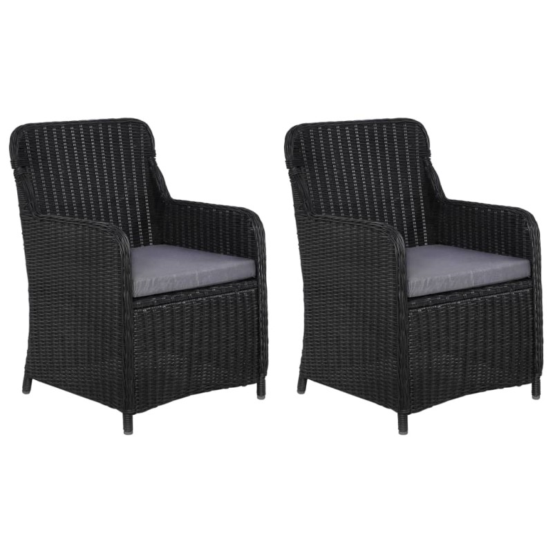 Cadeiras de exterior c/ almofadões 2 pcs vime PE preto-Cadeiras de jardim-Home Retail