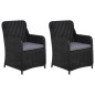 Cadeiras de exterior c/ almofadões 2 pcs vime PE preto