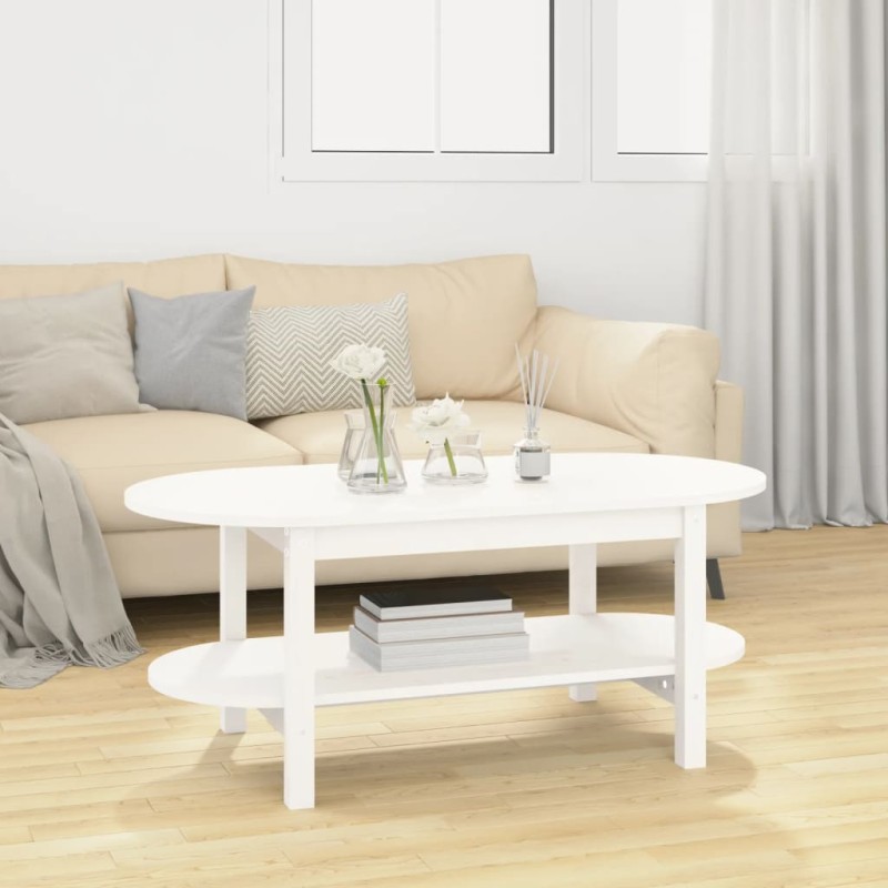 Mesa de centro 110x55x45 cm madeira de pinho maciça branco-Mesas de centro-Home Retail