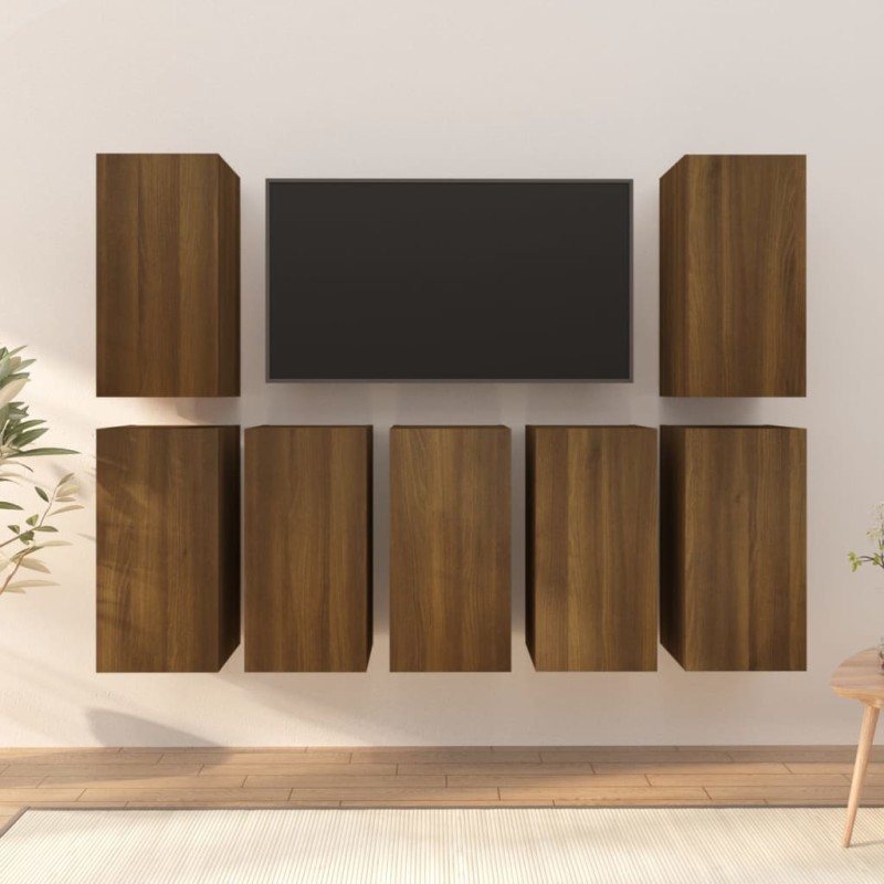 Móveis de TV 7 pcs 30,5x30x60 cm madeira cor carvalho castanho-Móveis de TV-Home Retail