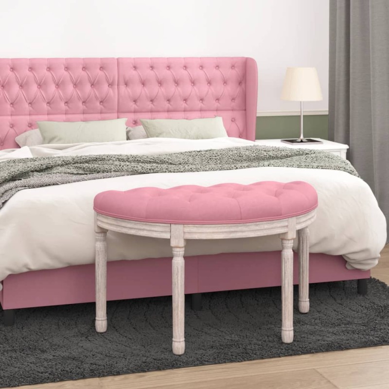 Banco 81,5x41x49 cm veludo rosa-Bancos-Home Retail