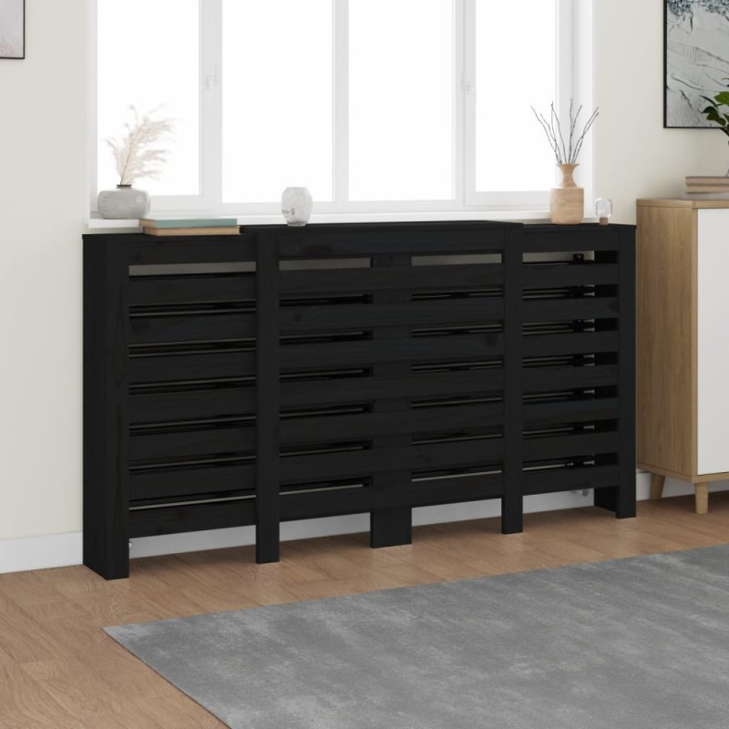 Cobertura de radiador 210x21x85 cm pinho maciço preto-Acessórios para aquecedores-Home Retail