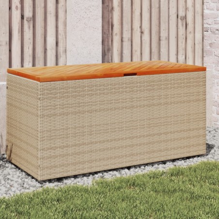 Caixa arrumação jardim 110x50x54 cm vime PE/acácia maciça bege