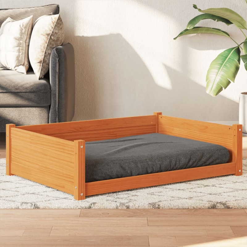 Cama para cães 105,5x75,5x28 cm madeira de pinho castanho mel-Ninhos para cães-Home Retail