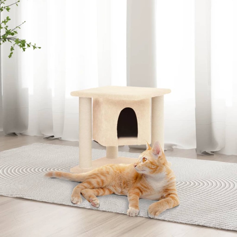 Árvore p/ gatos c/ postes arranhadores sisal 37 cm cor creme-Móveis para gatos-Home Retail