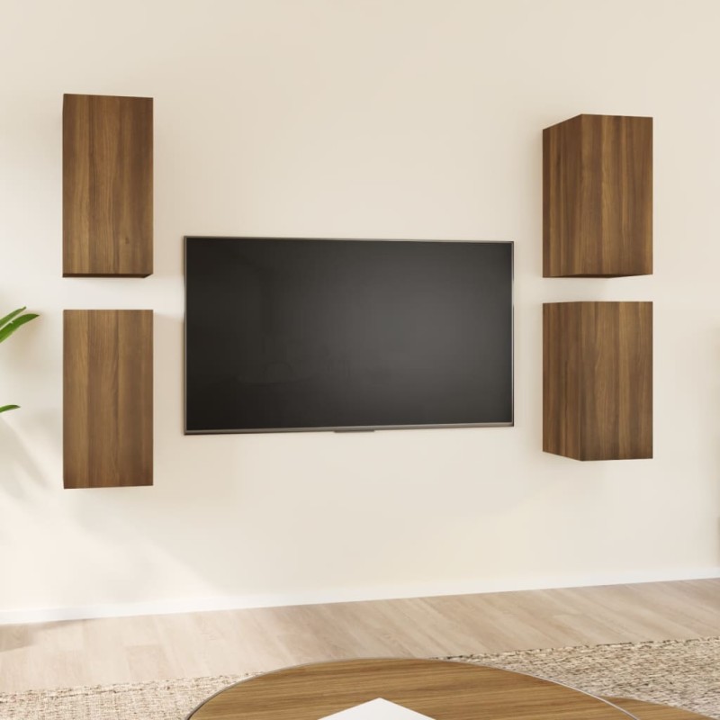 Móveis de TV 4 pcs 30,5x30x60 cm madeira cor carvalho castanho-Móveis de TV-Home Retail