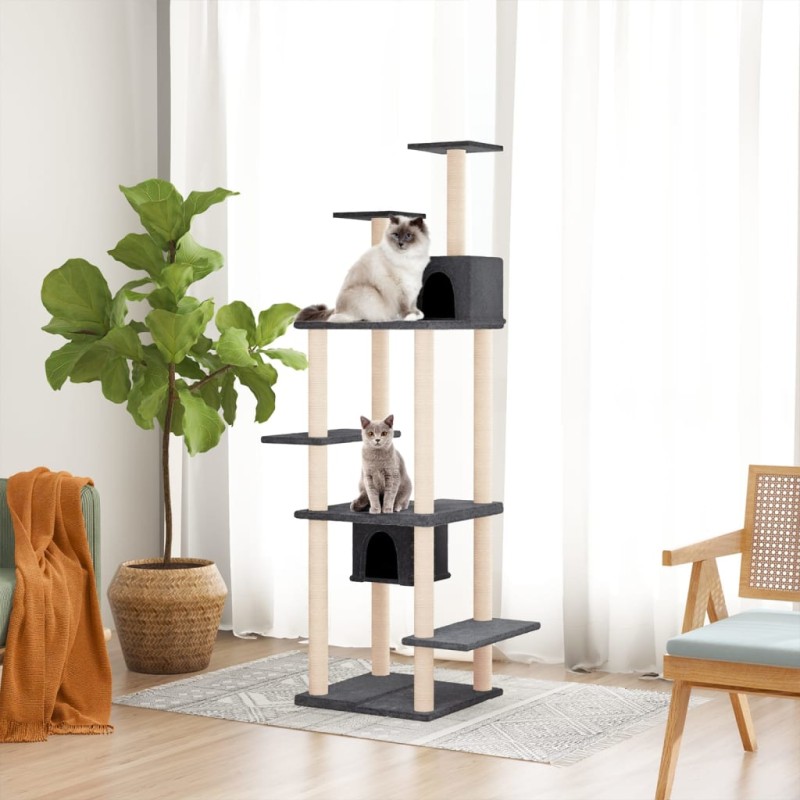 Árvore p/ gatos c/ postes arranhadores sisal 176cm cinza-escuro-Móveis para gatos-Home Retail