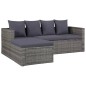 4 pcs conjunto lounge de jardim c/ almofadões vime PE cinzento