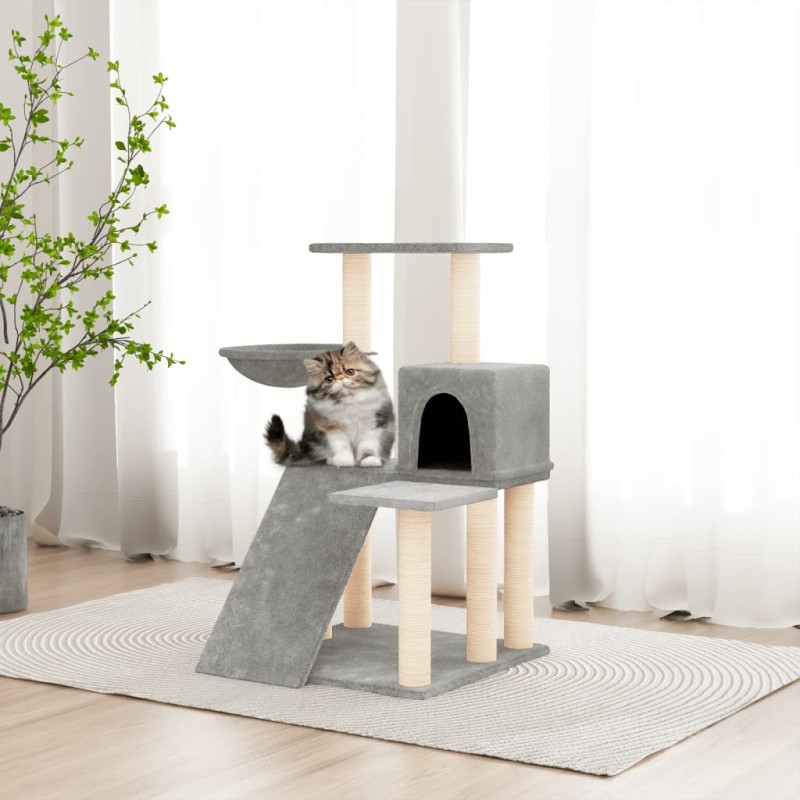 Árvore p/ gatos c/ postes arranhadores sisal 82 cm cinza-claro-Móveis para gatos-Home Retail