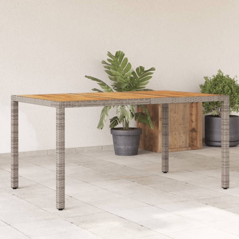 Mesa de jardim c/ tampo em madeira de acácia vime PE cinzento-Mesas de jardim-Home Retail