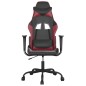 Cadeira gaming massagens couro artificial preto/vermelho tinto