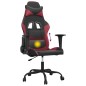 Cadeira gaming massagens couro artificial preto/vermelho tinto