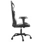 Cadeira gaming massagens couro artificial preto e branco