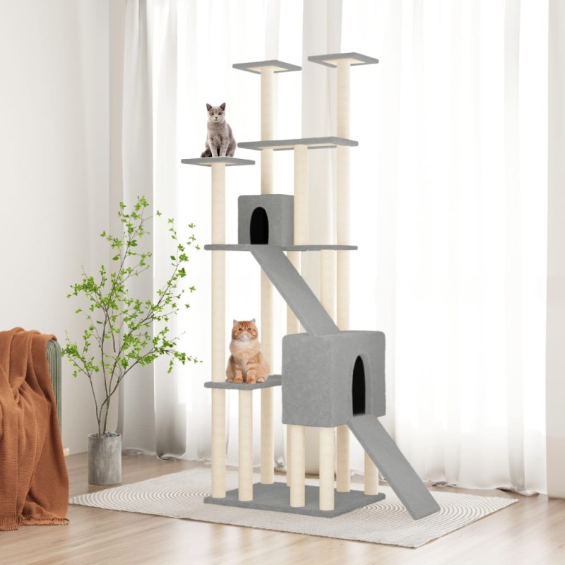 Árvore p/ gatos c/ postes arranhadores sisal 190 cm cinza-claro-Móveis para gatos-Home Retail