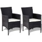 4 pcs conjunto lounge de jardim c/ almofadões vime PE preto