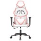 Cadeira gaming massagens couro artificial branco e rosa