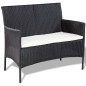 4 pcs conjunto lounge de jardim c/ almofadões vime PE preto