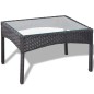 4 pcs conjunto lounge de jardim c/ almofadões vime PE preto