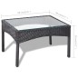 4 pcs conjunto lounge de jardim c/ almofadões vime PE preto