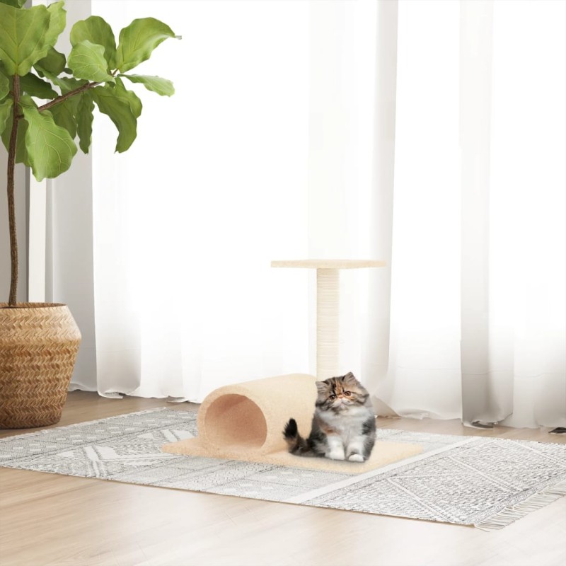 Poste arranhador para gatos com túnel 60x34,5x50 cor creme-Móveis para gatos-Home Retail