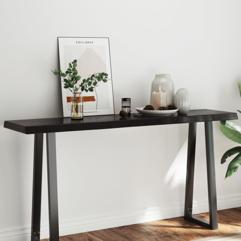 Tampo de mesa com bordas vivas maciço tratado castanho-escuro-Tampos de mesa-Home Retail