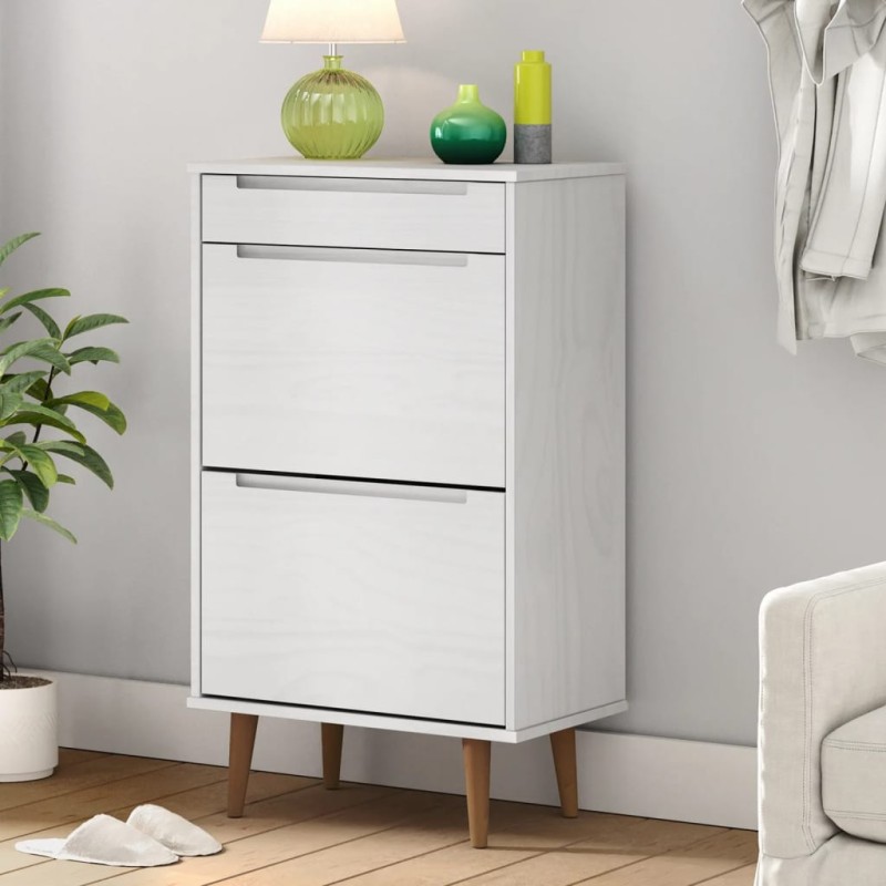 Sapateira MOLDE 59,5x35x103 cm pinho maciço branco-Sapateiras e organizadores-Home Retail