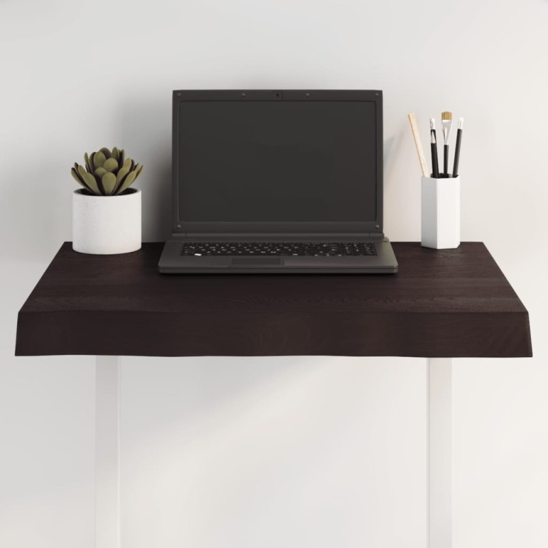 Tampo de mesa com bordas vivas maciço tratado castanho-escuro-Tampos de mesa-Home Retail