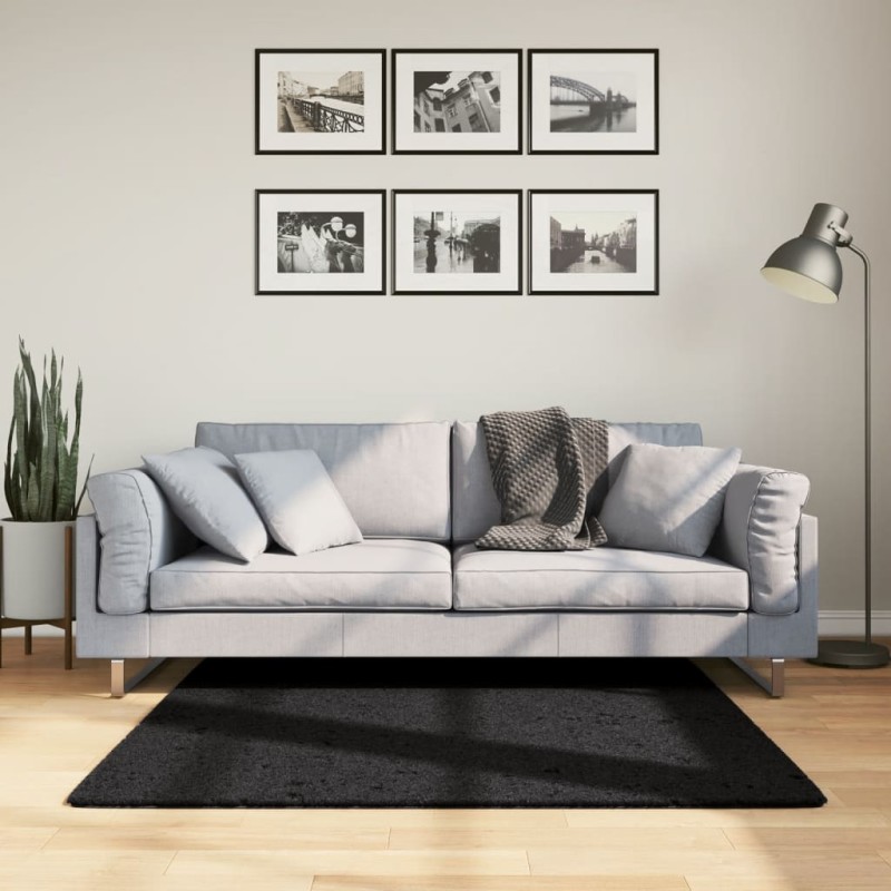 Tapete de pelo curto OVIEDO 120x120 cm preto-Tapetes-Home Retail