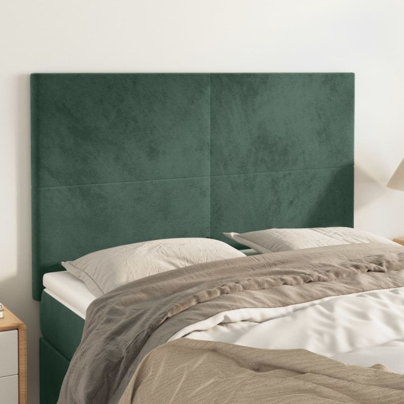 Cabeceira de cama 4 pcs veludo 72x5x78/88 cm verde-escuro-Cabeceiras e estribos de camas-Home Retail