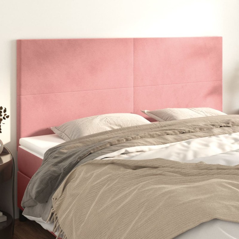 Cabeceira de cama 4 pcs veludo 90x5x78/88 cm rosa-Cabeceiras e estribos de camas-Home Retail