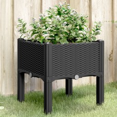 Vaso/floreira de jardim c/ pernas 40x40x42 cm PP preto