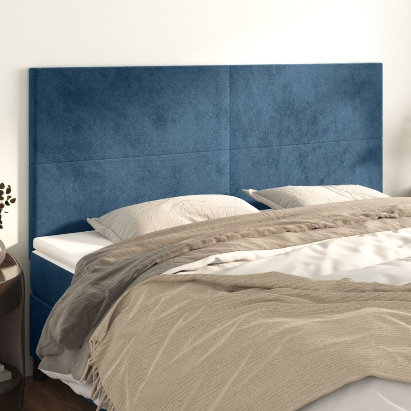 Cabeceira de cama 4 pcs veludo 100x5x78/88 cm azul-escuro-Cabeceiras e estribos de camas-Home Retail