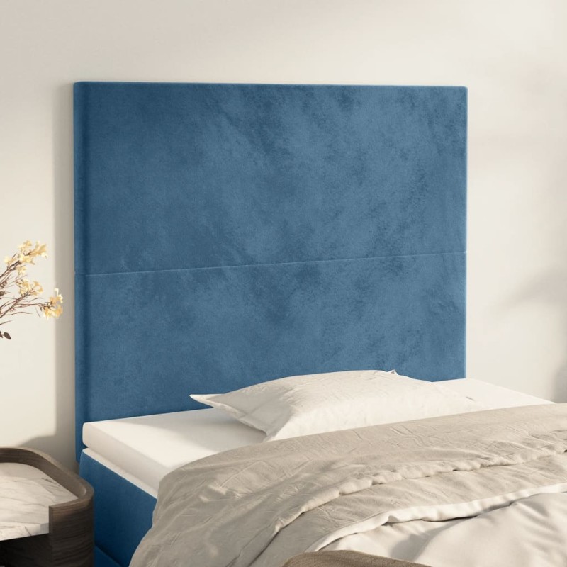 Cabeceira de cama 2 pcs veludo 90x5x78/88 cm azul-escuro-Cabeceiras e estribos de camas-Home Retail