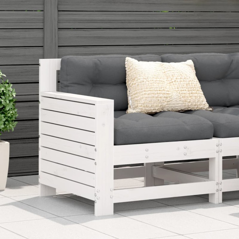 Sofá de jardim com almofadão madeira de pinho maciça branco-Sofás para exterior-Home Retail